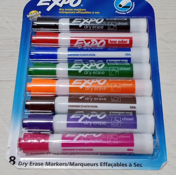 NEW EXPO Dry Erase Markers "Chisel" tip multi color set 8ct - Picture 1 of 2